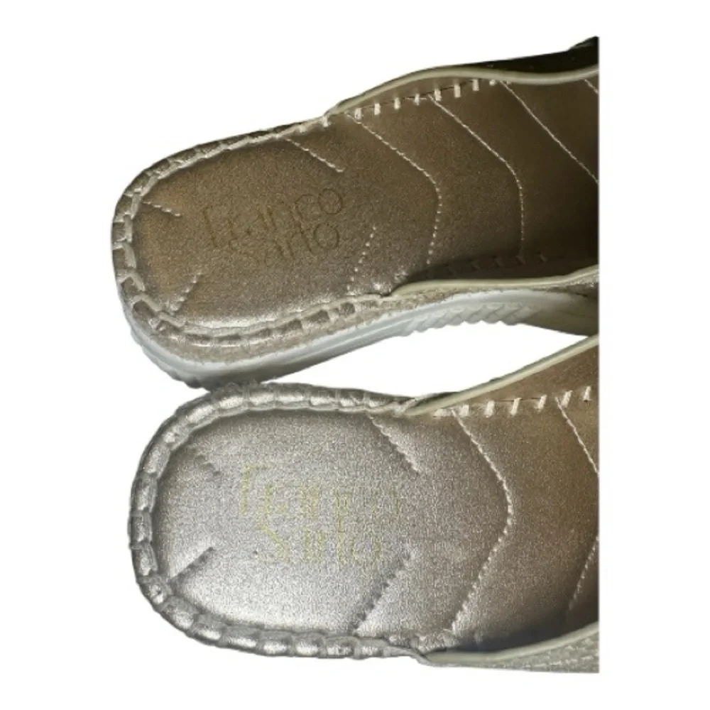 Franco Sarto Birch Gold Metallic 6.5 Snakeskin leather cross platform slide